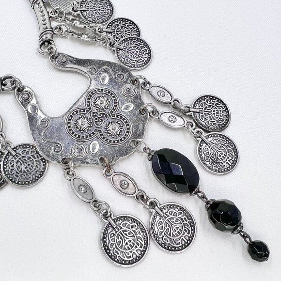 Up-Cycled - Paparazzi Treasure Temptress Antiqued Silver Faux Coin 16” Necklace - Picture 7 of 8
